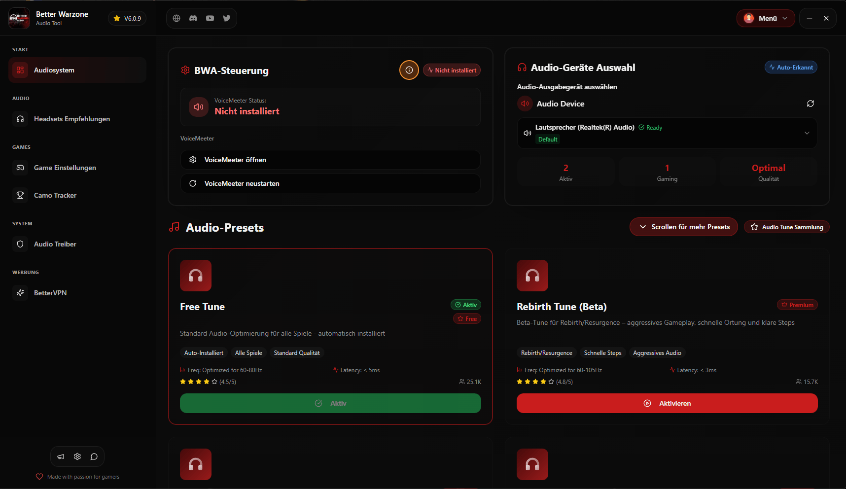 Better Warzone Audio App